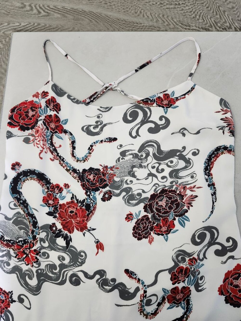 Aritzia Snake and Flower Pattern Backless Dress